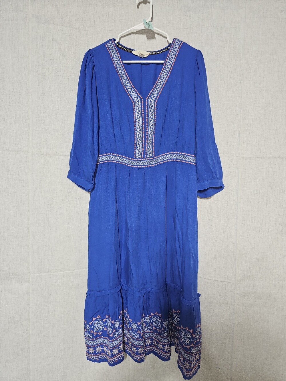 NATURAL LIFE Royal Blue Embroidered Midi Dress